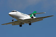 Turkmenistan Airlines BAe125-1000B during low flight in 2008