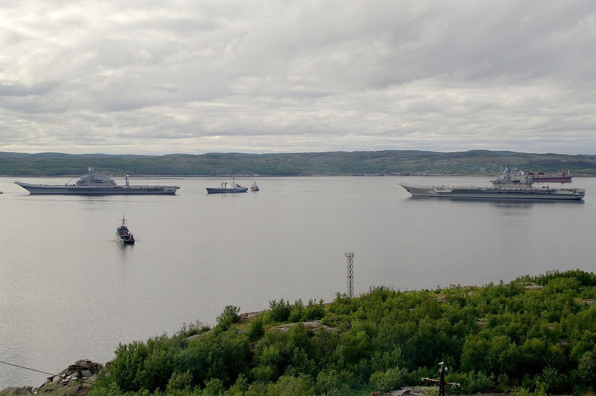 Two aircraft carriers in the closed city of Severomorsk.jpg