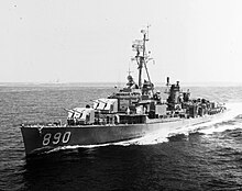 USS Meredith (DD-890) underway in the Mediterranean Sea, 29 June 1959 (USN 1044279).jpg