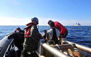 US Navy 120124-N-CT127-095 Sailors and Marines from the San Antonio-class amphibious transport dock ship USS Mesa Verde (LPD 19) assist Moroccan ma.jpg