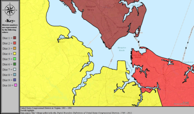 United States Congressional Districts in Virginia (metro highlight), 1983 - 1992.tif