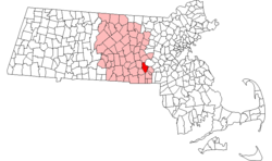 Location in Worcester County in Massachusetts