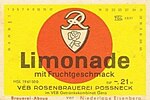 Limonaden-Etikett des VEB Rosenbrauerei