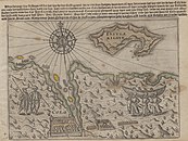 Kartta vuodelta 1605 (Gerrit de Veer), jossa näkyy Kuolanvuono.