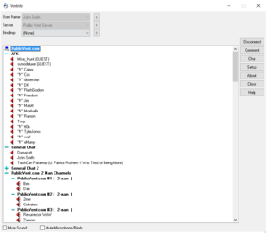 Windows 10'da Ventrilo 3.0.8 istemcisinin ekran görüntüsü