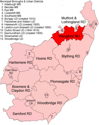 <span class="mw-page-title-main">Wangford Rural District</span> Former rural district in East Suffolk, England