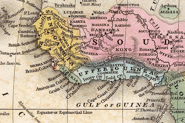 The Mountains of Kong on a West African Map from 1839.