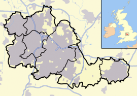 A map of West Midlands, and its location within the United Kingdom also shown West Midlands outline map with UK.png