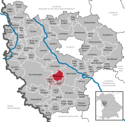 Läget för Wieseth i Landkreis Ansbach