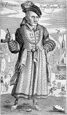 Old engraving of a man from the early 17th century