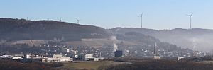 Wind farm seen from the west, some turbines are already in operation