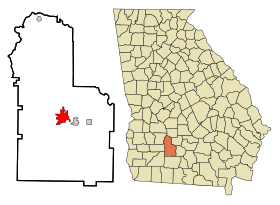Worth County Georgia Incorporated and Unincorporated areas Sylvester Highlighted.svg