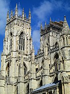 West towers of York Minster, in the Perpendicular Gothic style.