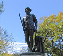 The minuteman with a plow, sculpted by Daniel Chester French and located in Concord, Massachusetts, is incorporated into the seal of the Army National Guard. "Minuteman" Statue, Concord, MA.jpg