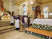 Requiem for Cirilo Almario, the second Bishop of Malolos, 2016 09965jfCirilo R. Almario Wake Funeral ceremonies Malolos Cathedralfvf 02.jpg