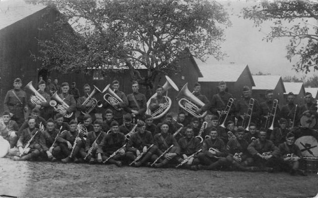 142nd Field Artillery Regimental Band, in France, 1918.