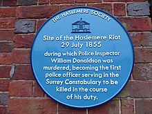 Blue plaque honouring Inspector William Donaldson, Town Hall