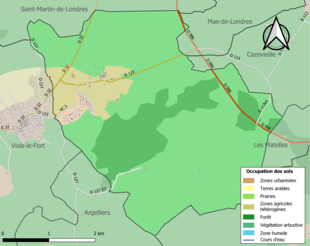 Barevná mapa znázorňující využití půdy.