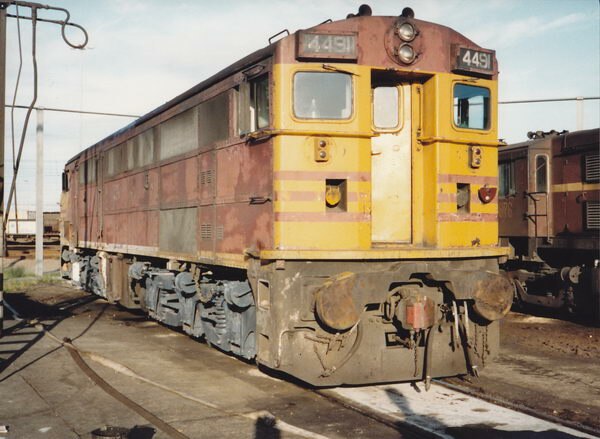44 class locomotive in the reverse yellow paint scheme