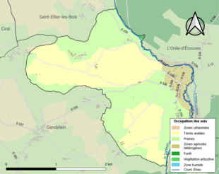 Barevná mapa znázorňující využití půdy.