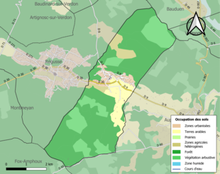 Barevná mapa znázorňující využití půdy.