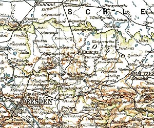 Locatie van de regering Kamenz in 1905