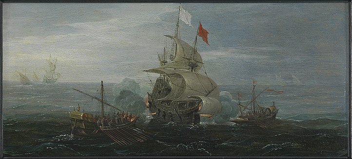 French trading ship attacked by pirates during the golden age of piracy