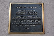 National Historic Landmark Plaque Academy of Music NHL plaque.jpg