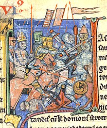 13th-century depiction of fighting outside Antioch from William of Tyre's Histoire d'Outremer Adhemar de Monteil a Antioche.jpeg