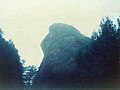台灣嘉義縣阿里山的「眠月石猴」，又稱為「達摩岩」，攝於1988年。現已毀損。