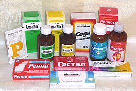 Различные антацидные препараты, применяемые для снятия симптома изжоги