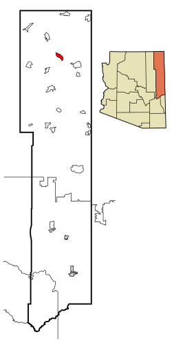 Location in Apache County and the state of آریزونا ایالتی