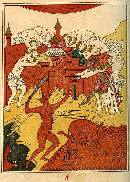 Devil, Gog and Magog attack the Holy City. (from a 17th-century Russian manuscript)