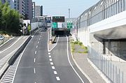 伊勢湾岸道方面入口 次は名古屋南JCTで各方面の高速道路へ分岐する