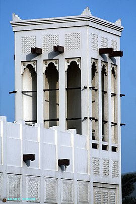 A photograph of a wind tower in Bahrain