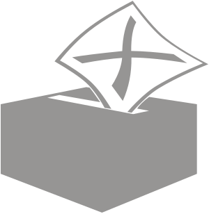 English: Silhouette of a ballot box with a ballot