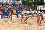 Deutsch: Beachhandball Europameisterschaften 2019 (Beach handball Euro); Tag 6: 7. Juli 2019 – Spiel um Platz Drei, Frauen, Kroatien-Niederlande 0:2 (14:23, 20:22) English: Beach handball Euro; Day 6: 7 July 2019 – Women's Bronze Medal Match – Croatia-Netherlands 0:2 (14:23, 20:22)