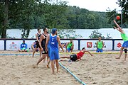 Deutsch: Beachhandball Europameisterschaften 2019 (Beach handball Euro); Tag 2: 3. Juli 2019 – Männer, Vorrunde Gruppe B, Slowenien-Russland 0:2 (16:24, 14:24) English: Beach handball Euro; Day 2: 3 July 2019 – Men Preliminary Round Group B – Slovenia-Russia 0:2 (16:24, 14:24)