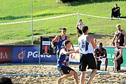 Deutsch: Beachhandball Europameisterschaften 2019 (Beach handball Euro); Tag 4: 5. Juli 2019 – Männer, Viertelfinale, Dänemark-Frankreich 2:0 (19:14, 12:10) English: Beach handball Euro; Day 4: 5 July 2019 – Quarter Final Men – Denmark-France 2:0 (19:14, 12:10)