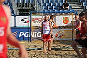 Deutsch: Beachhandball Europameisterschaften 2019 (Beach handball Euro); Tag 4: 5. Juli 2019 – Männer, Viertelfinale, Russland-Polen 2:0 (30:22, 19:18) English: Beach handball Euro; Day 4: 5 July 2019 – Quarter Final Men – Russia-Poland 2:0 (30:22, 19:18)