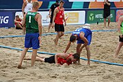 Deutsch: Beachhandball Europameisterschaften 2019 (Beach handball Euro); Tag 5: 6. Juli 2019 – Männer, Halbfinale, Dänemark-Ungarn 2:0 (19:16, 22:18) English: Beach handball Euro; Day 5: 6 July 2019 – Semifinal Men – Denmark-Ukraie 2:0 (19:16, 22:18)