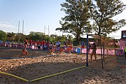 Deutsch: Beachhandball bei den Olympischen Jugendspielen 2018; Tag 3, 9. Oktober 2018; Mädchen, Vorrunde, Gruppe B - Türkei-Paraguay 1:2 English: Beach handball at the 2018 Summer Youth Olympics at 9 October 2018 – Girls Preliminary Round Group B‎ – Turkey-Paraguay 1:2