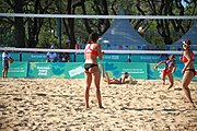 Deutsch: Beachvolleyball bei den Olympischen Jugendspielen 2018; Tag 8, 14. Oktober 2018; Mädchen, Achtelfinale – Bolivien-Puerto Rico 0:2 (18–21/18–21 ) English: Beach volleyball at the 2018 Summer Youth Olympics at 14 October 2018 – Girls Round of 16 – Bolivia-Puerto Rico 0:2 (18–21/18–21 )