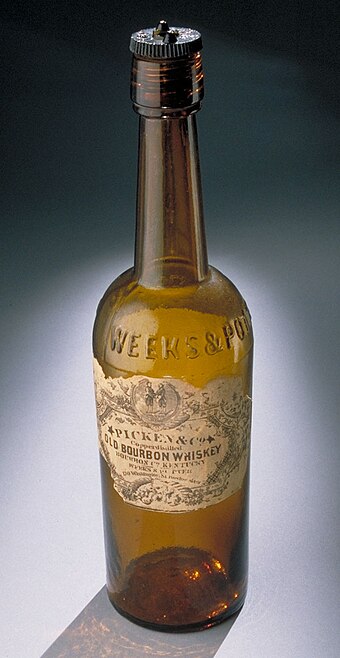 19th-century bourbon bottle. One-third of all bourbon comes from Louisville.