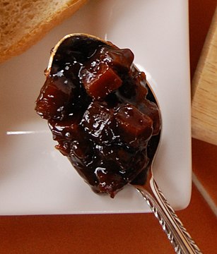 A close-up view of Branston Pickle