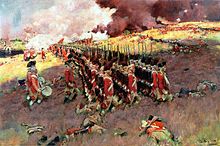 The Battle of Bunker Hill, Howard Pyle, 1897, showing the second British advance up Breed's Hill. This painting's whereabouts are unknown as it was probably stolen from the Delaware Art Museum in 2001. Bunker Hill by Pyle.jpg