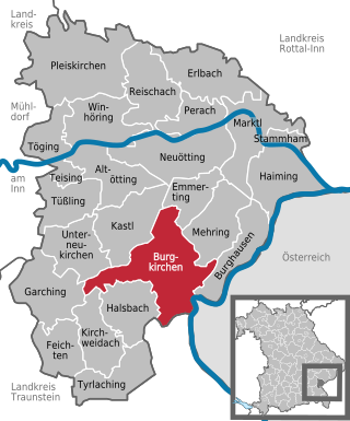 Läget för Burgkirchen an der Alz i Landkreis Altötting