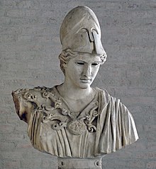 Head of a statue of this type (Glyptothek) Bust Athena Velletri Glyptothek Munich 213.jpg