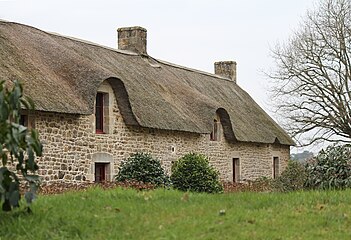 Cahire Breton cottages at Plougoumelen, Brittany, France