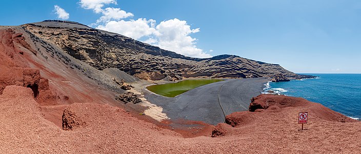 Caldera El Golfo after recovery Work at the Charco de los Clicos Lanzarote